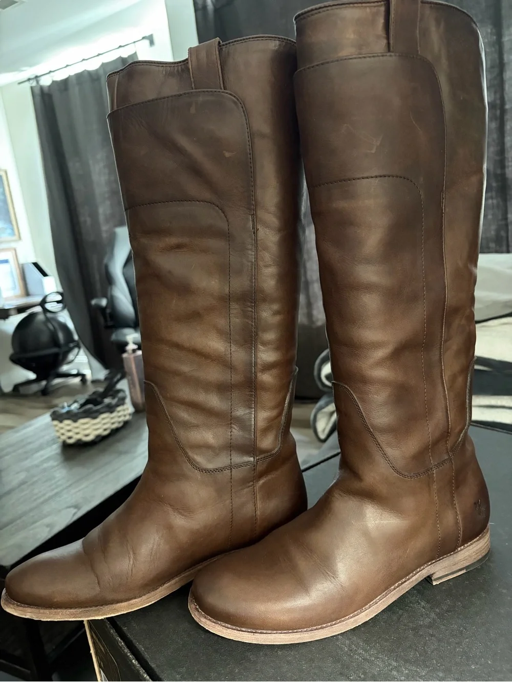 Frye Paige (Slate) Leather Tall Riding Boots (brown)